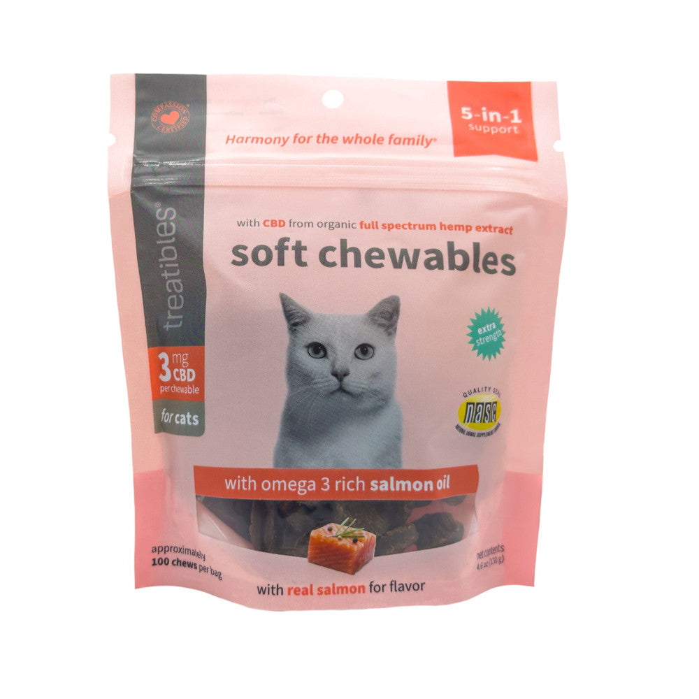 Treatibles Extra Strength with Salmon Oil 3 mg CBD Soft Cat Chews