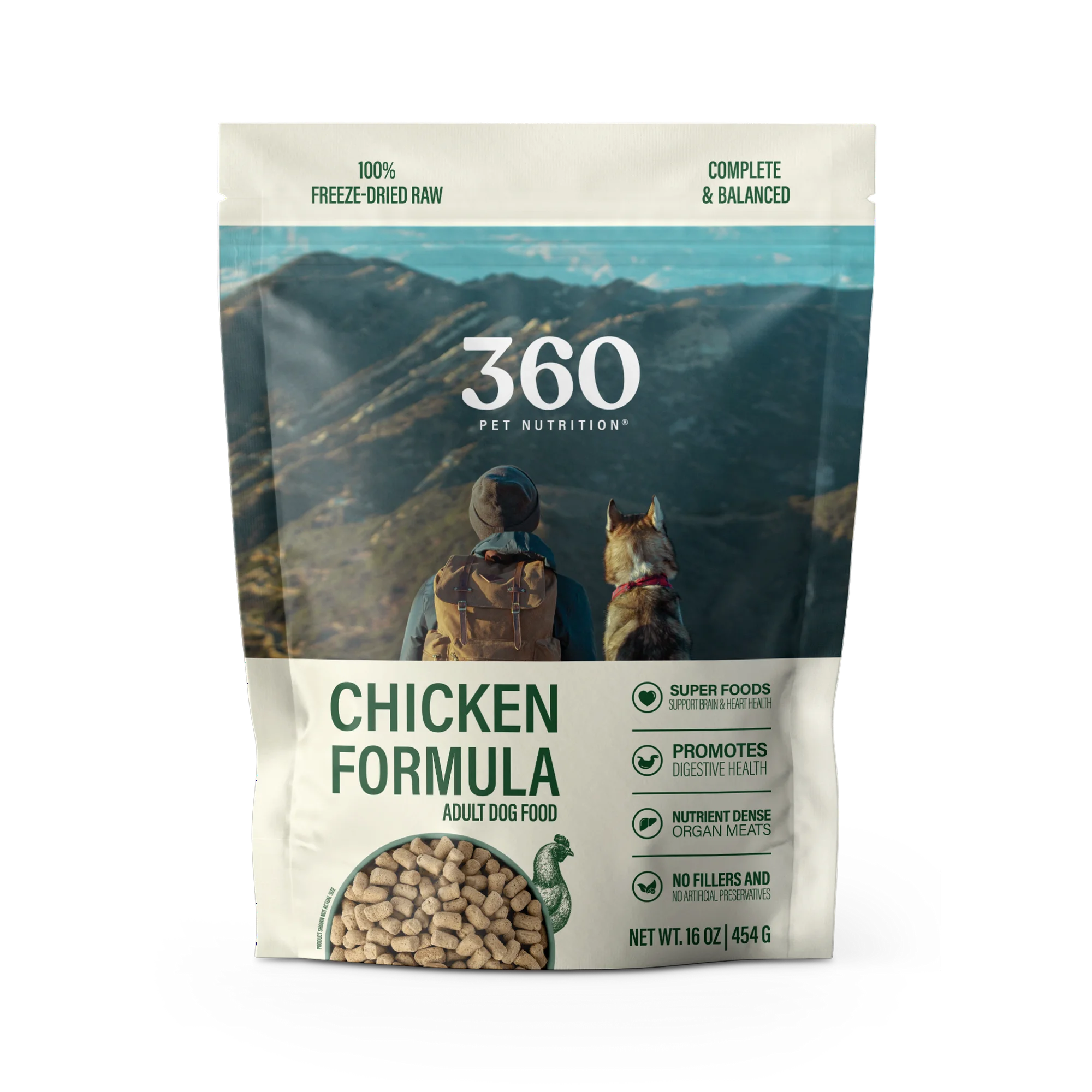 360 Pet Nutrition Chicken Flavor Freeze Dried Dog Food