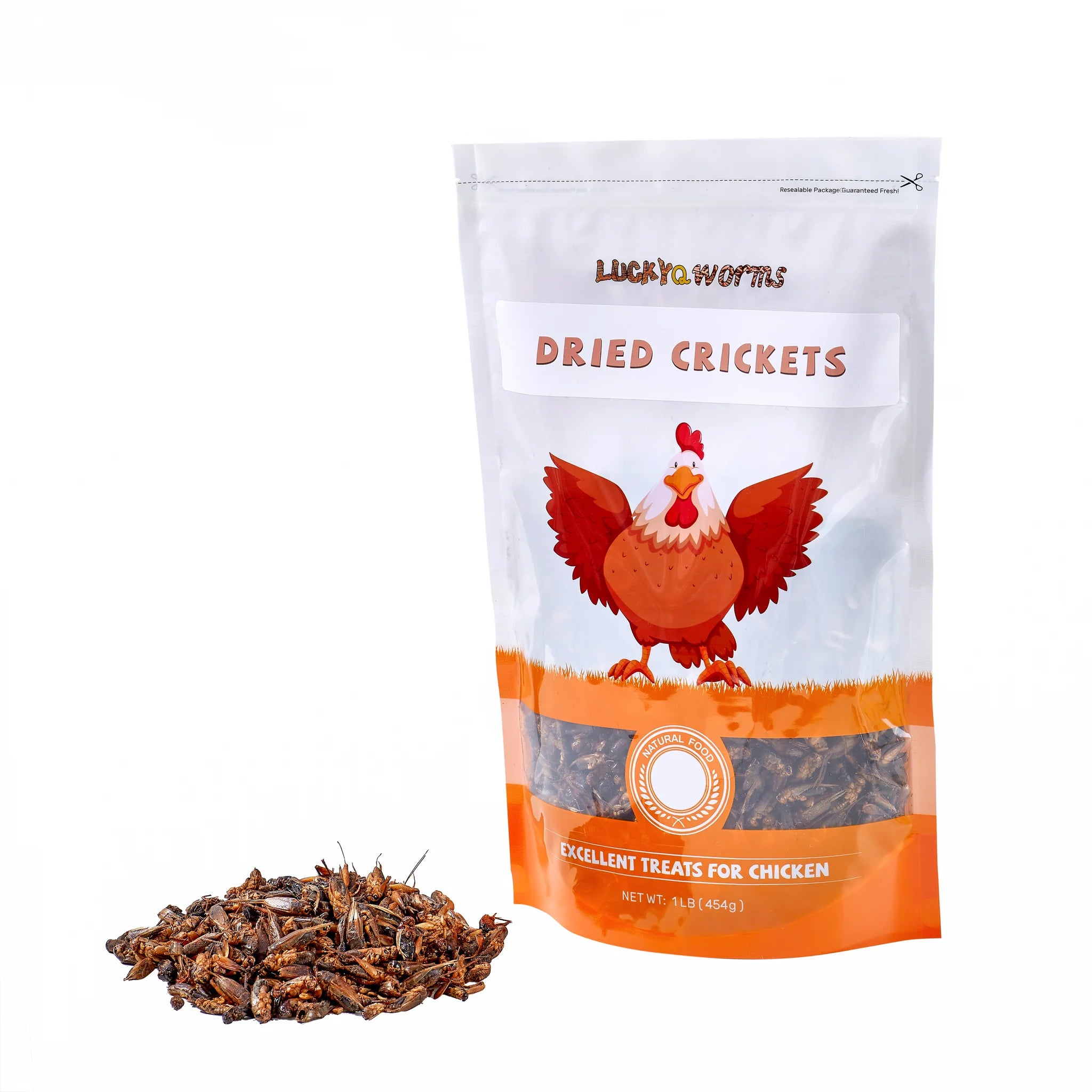 LuckyQworms 1lb Dried Crickets – High-Protein Natural Insect Feed for Chickens, Birds, Reptiles & Fish | All-Natural, Resealable Freeze-Dried Pet Treats