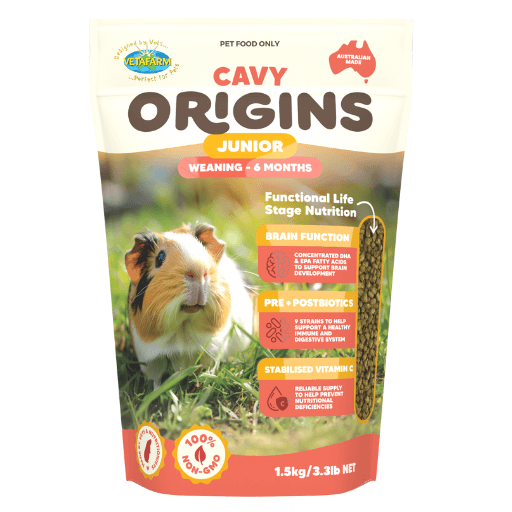 Origins Cavy Junior Pellets – Vet-Formulated Nutrition for Young Guinea Pigs (0–6 Months)