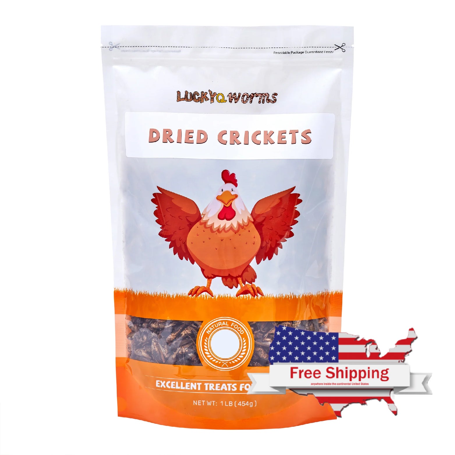 LuckyQworms 1lb Dried Crickets – High-Protein Natural Insect Feed for Chickens, Birds, Reptiles & Fish | All-Natural, Resealable Freeze-Dried Pet Treats