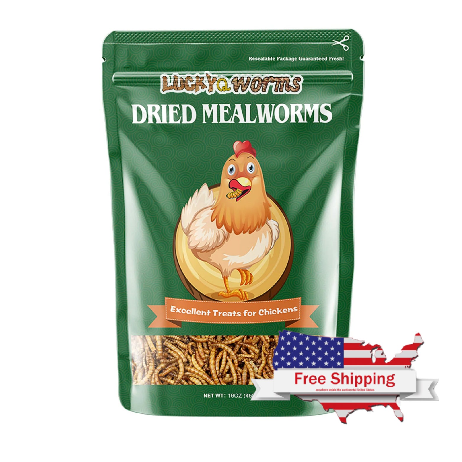 LuckyQworms 1lb Freeze Dried Mealworms – High Protein Treats for Chickens, Birds, Fish & Reptiles | All-Natural, Non-GMO Feed