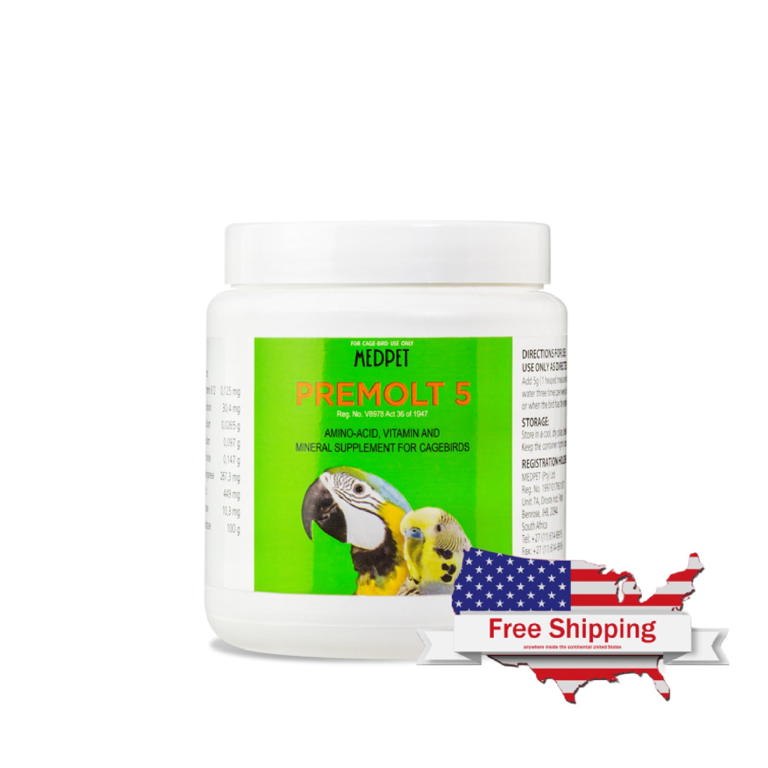 Premolt-5 (Medpet) Total Supplement to Treat & Prevent Feather Plucking