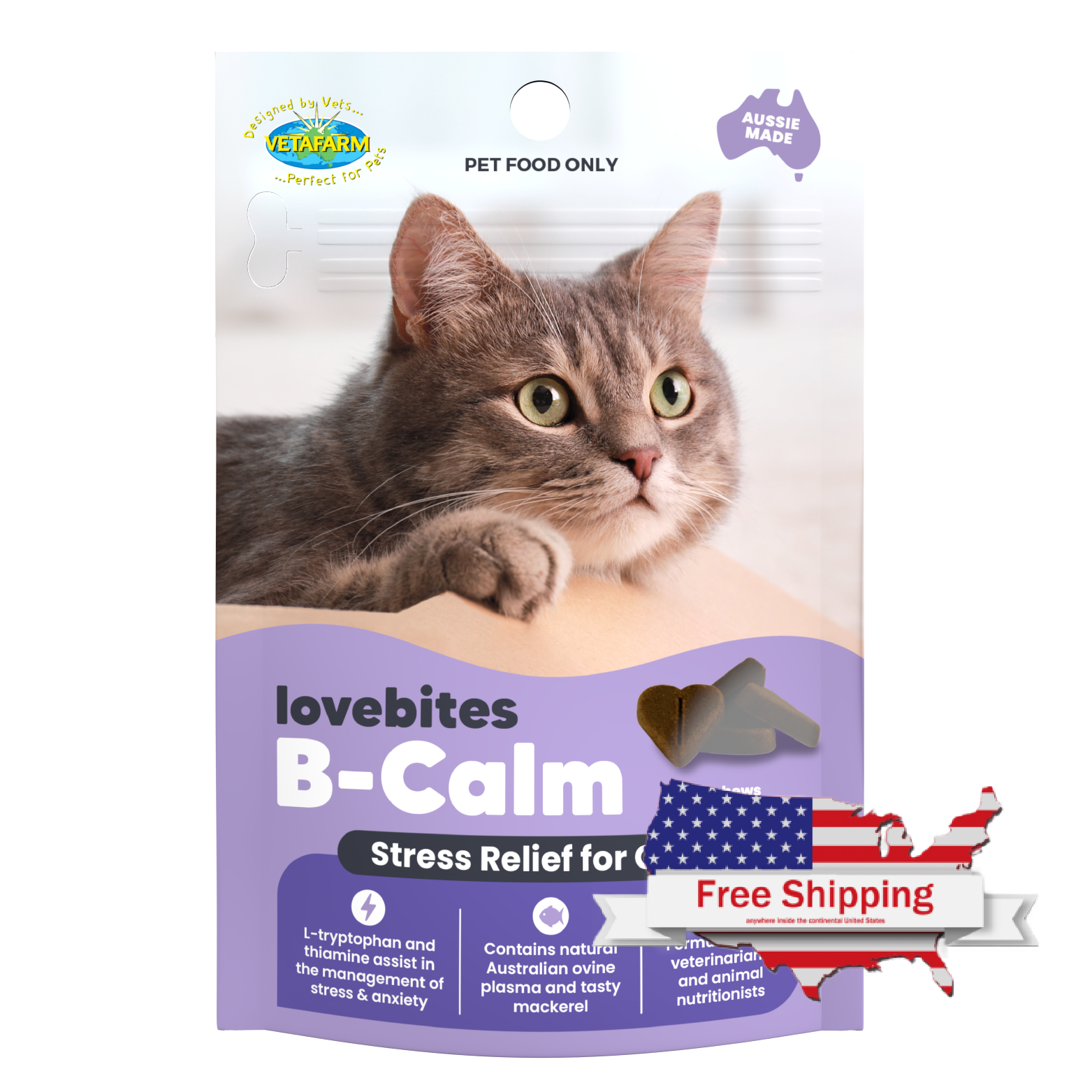 Lovebites B-Calm Chews (Vetafarm) Natural Stress Relief for Cats - Calm Your Anxious Cats