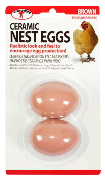 Ceramic Nest Eggs – Realistic Egg Decoys for Hens, 2-Pack