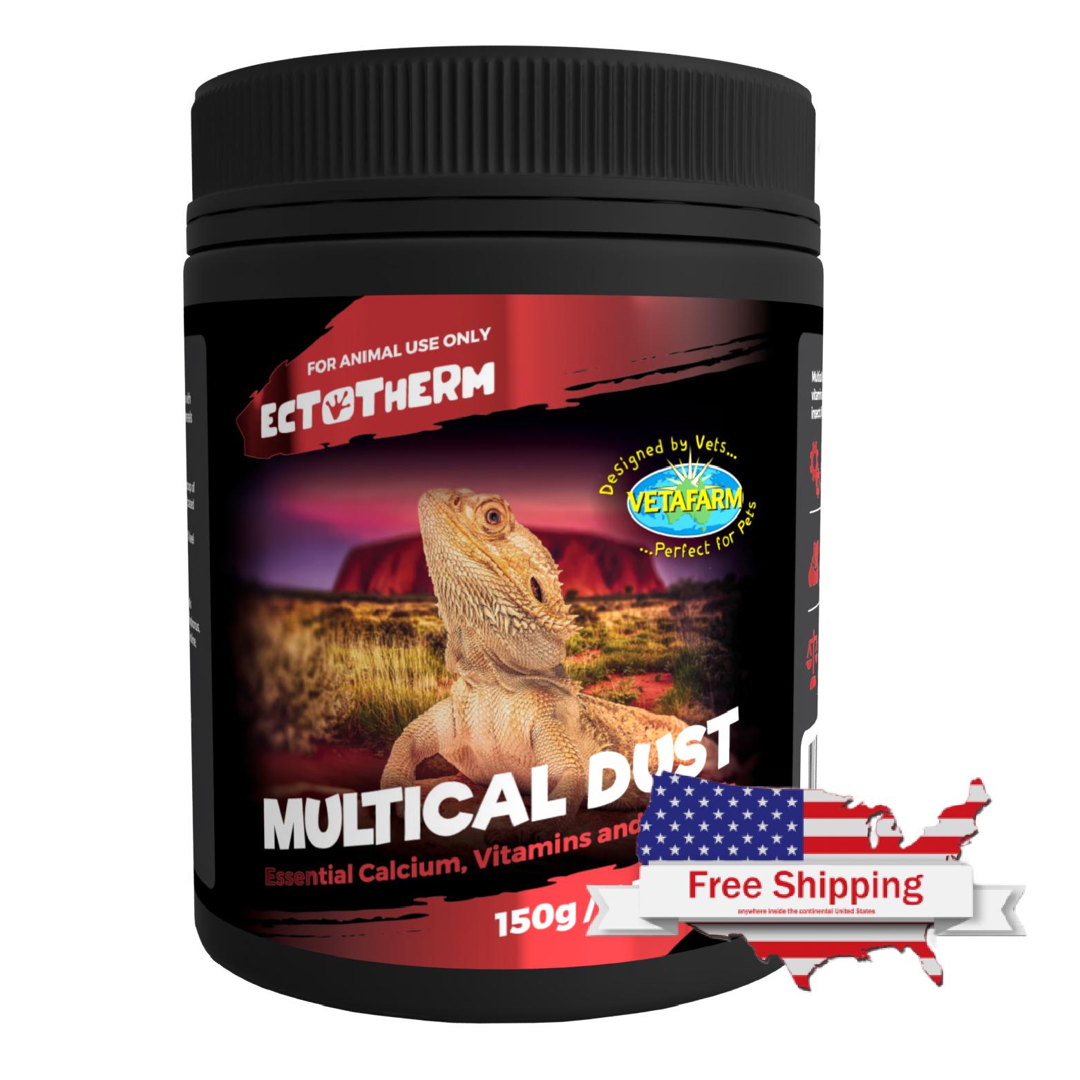 Ectotherm Multical Dust (Vetafarm) Reptile Supplement with Calcium