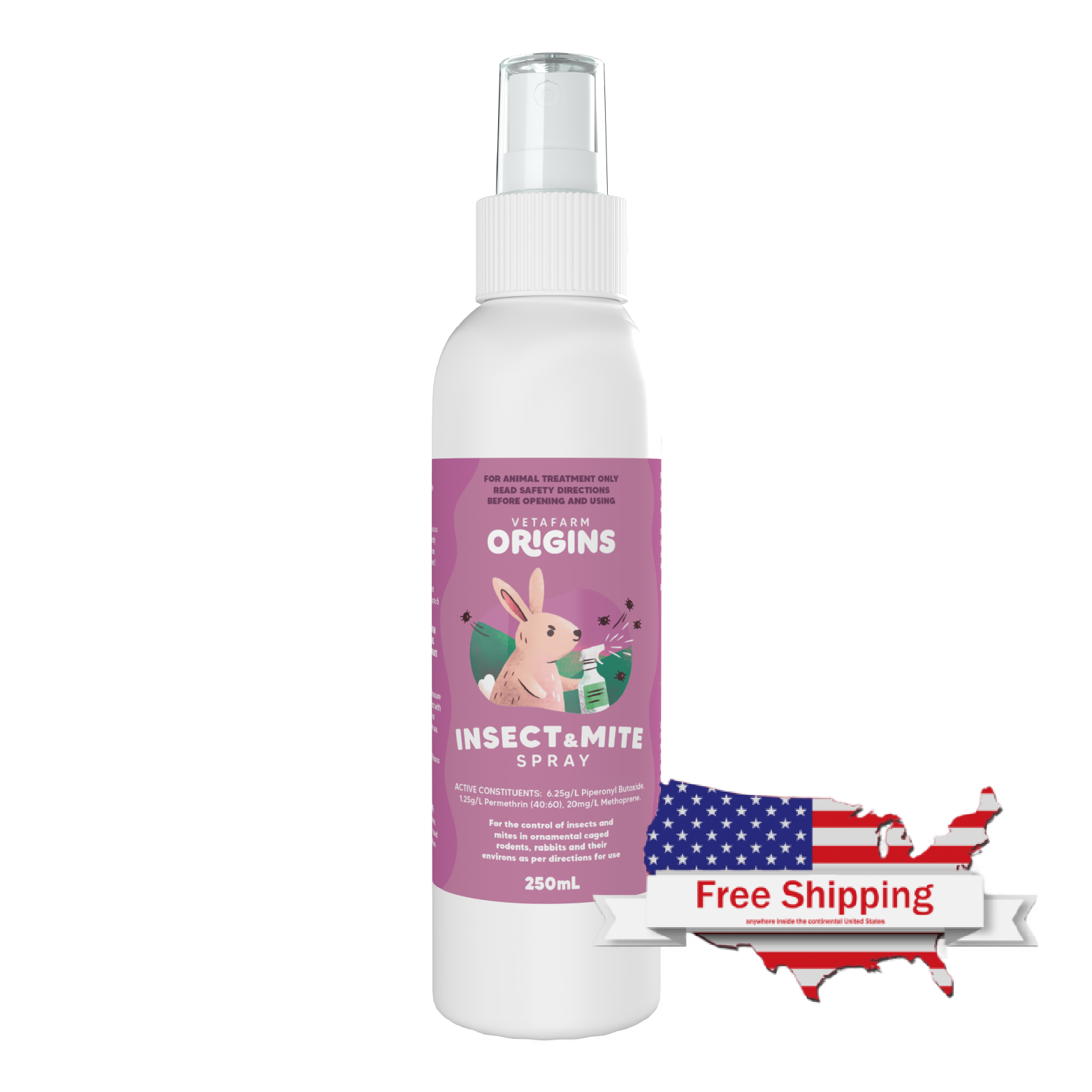 Origins Insect & Mite Spray (Vetafarm) Treats/Controls Rabbit Parasites