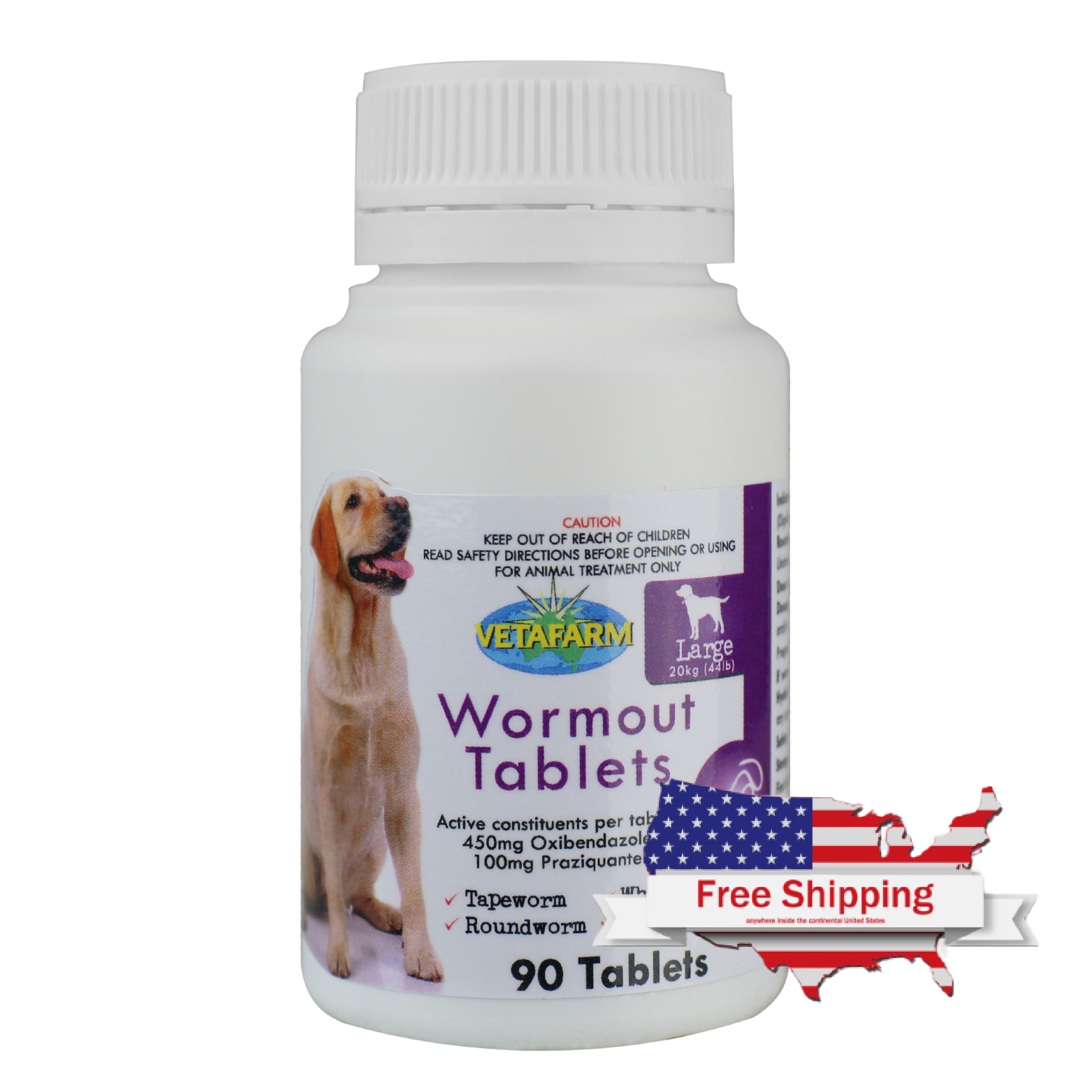 Wormout for Dogs 20kg Vetafarm Effective Dog Wormer Pills