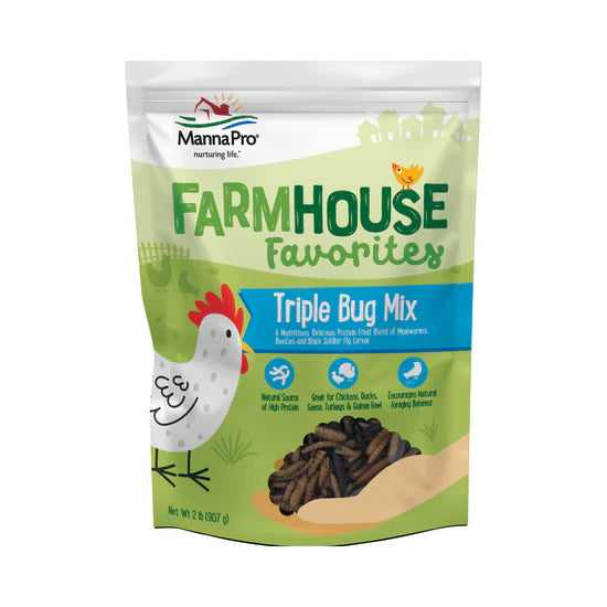 Farmhouse Favorites™ Triple Bug Mix – High-Protein Treat for Chickens, Ducks & Poultry