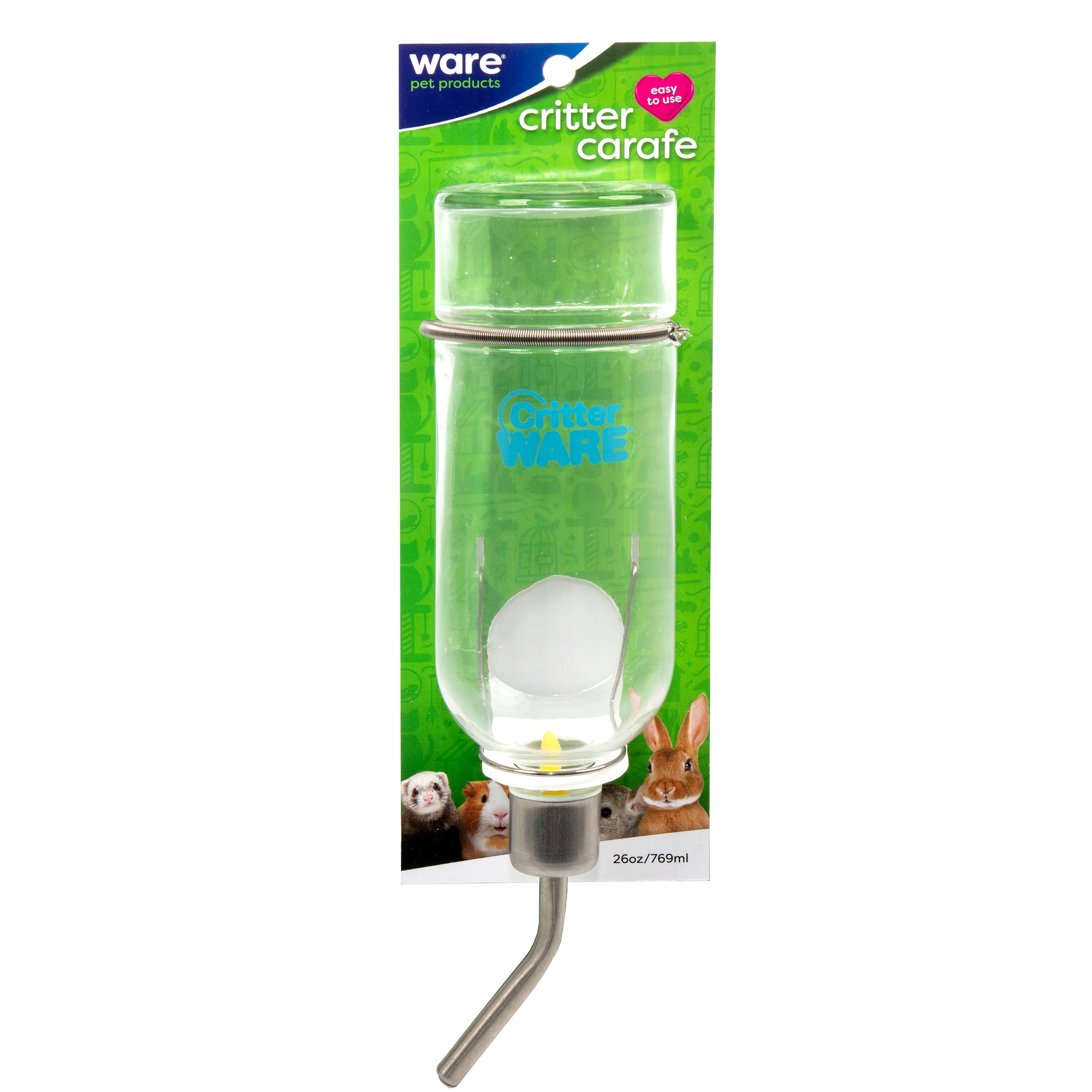 Critter Carafe 26 oz – Chew-Proof Glass Water Bottle with Drip-Resistant Sipper