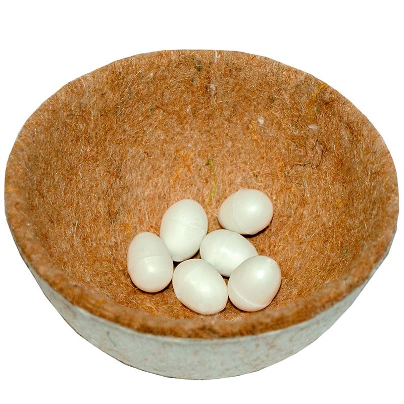 Bird Nest With Fake Plastic Eggs