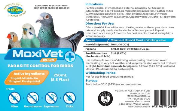 Directions for Moxivet Plus parasite control