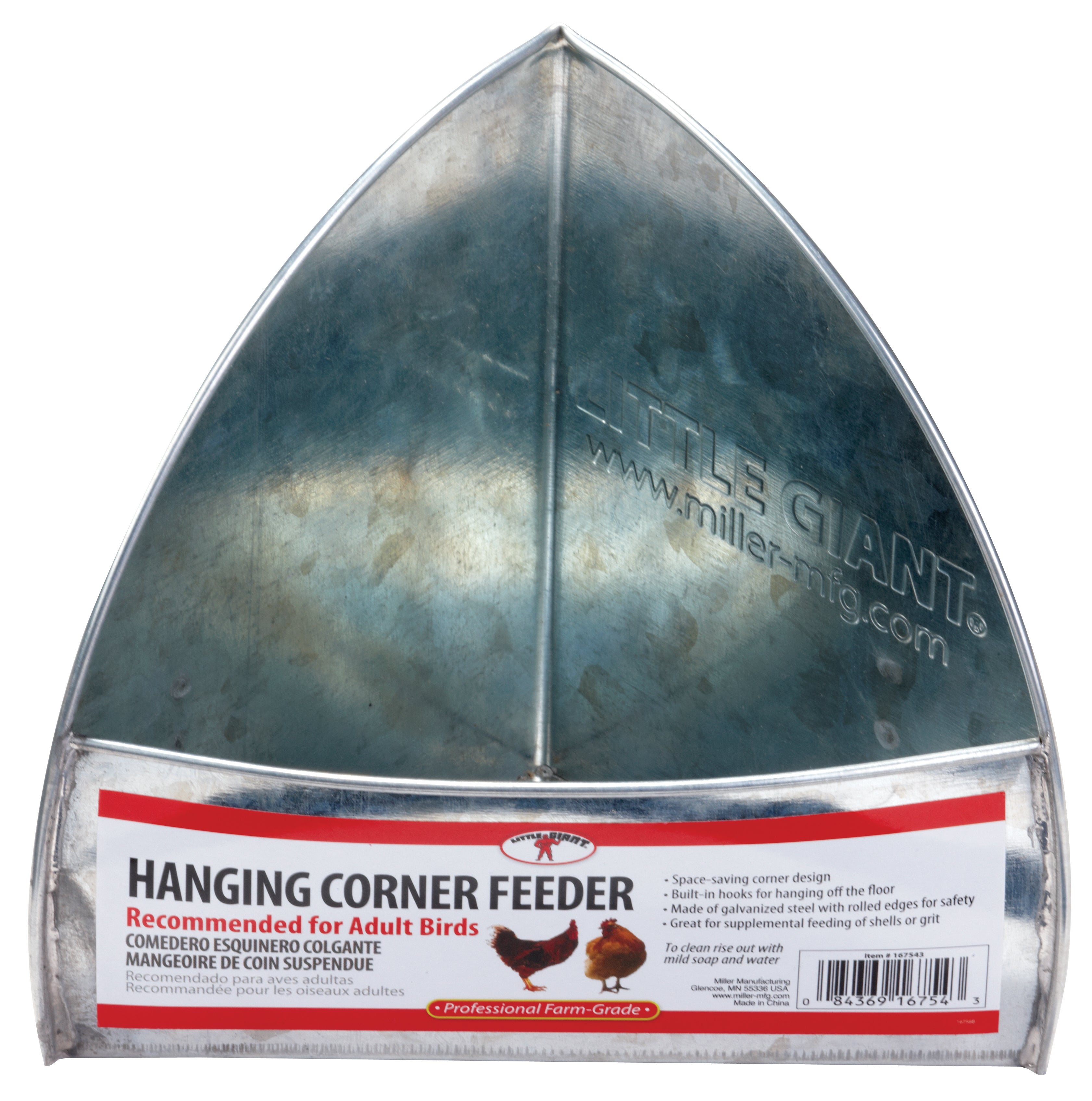 Galvanized Hanging Corner Poultry Feeder LITTLE GIANT | MILLER MANUFACTURING