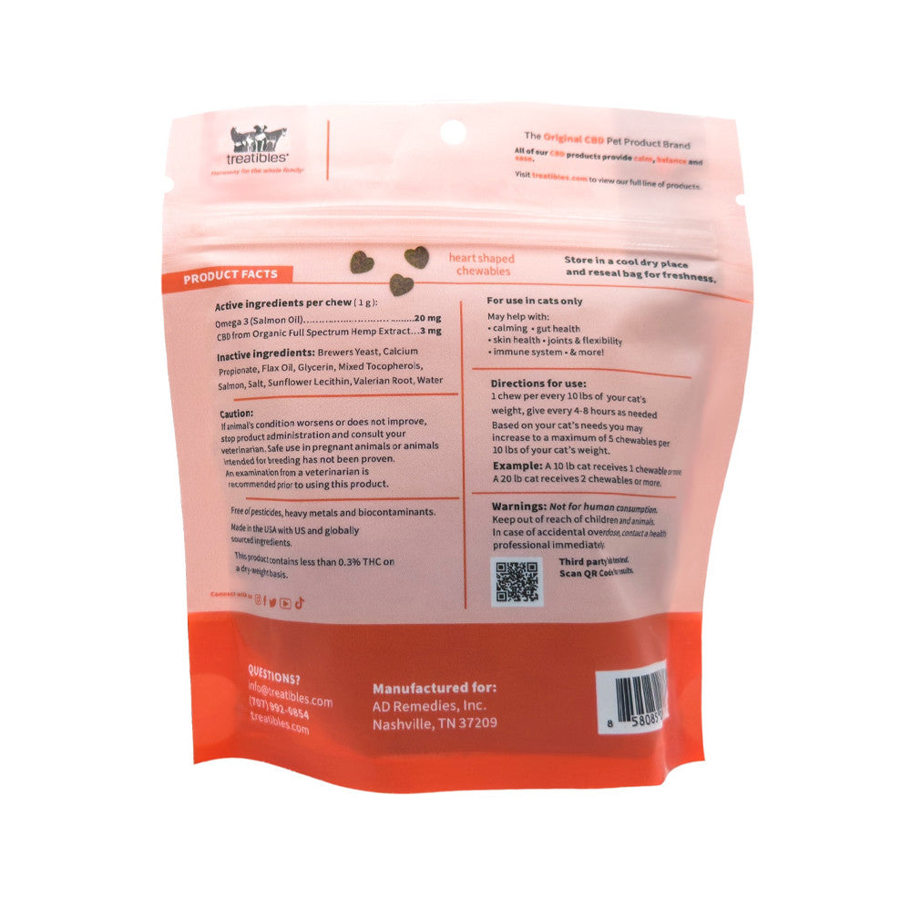 Treatibles Extra Strength with Salmon Oil 3 mg CBD Soft Cat Chews