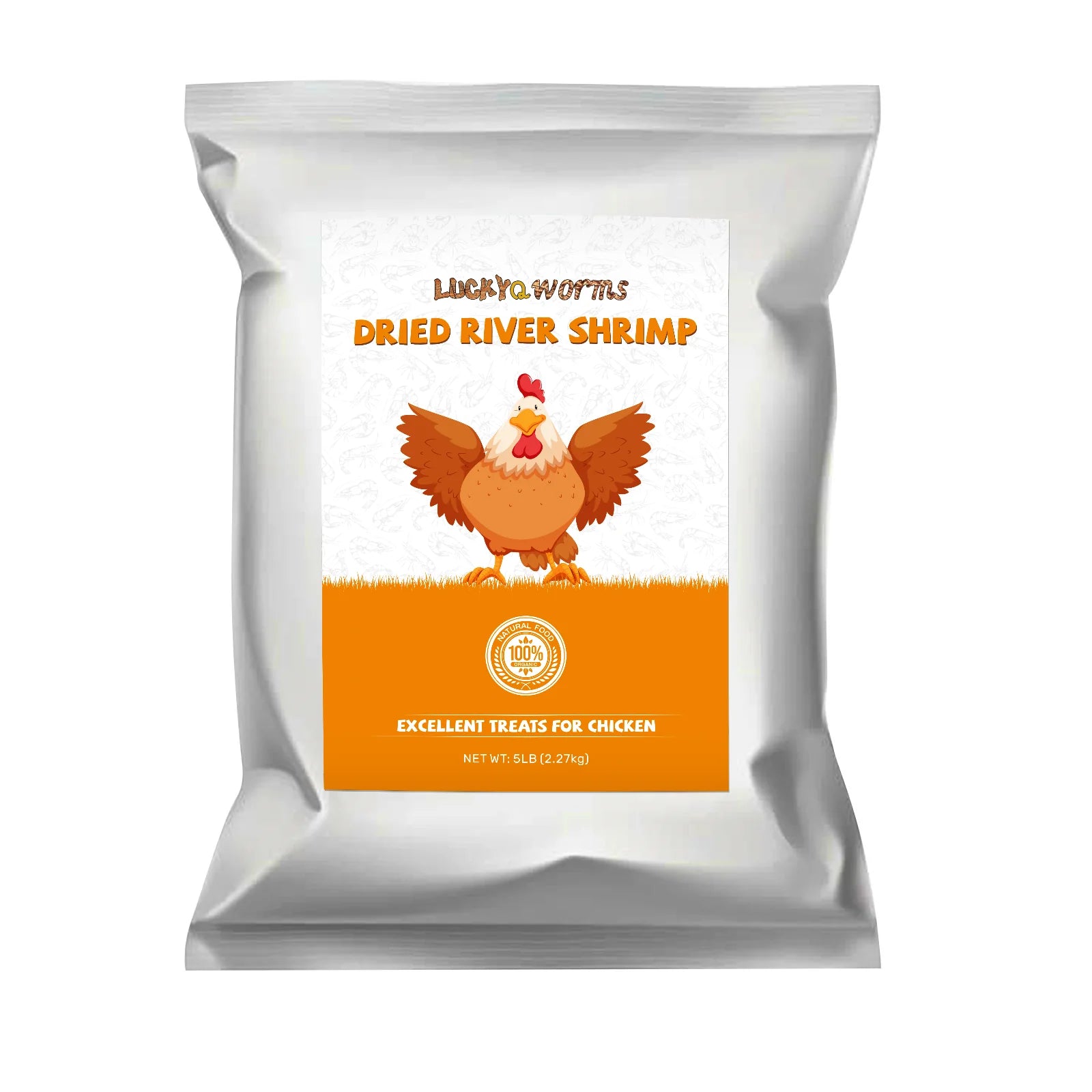 LuckyQworms 5lbs Freeze Dried River Shrimp – High-Protein, Omega-3 Treats for Chickens, Ducks, Birds & Turtles | All-Natural, Non-GMO Feed
