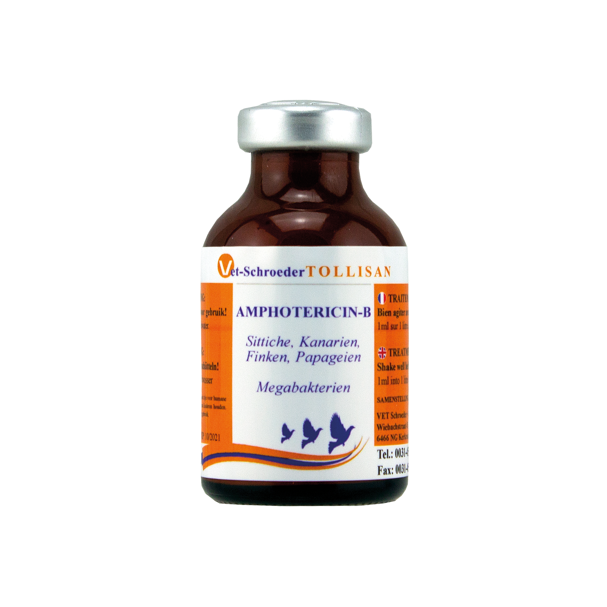 Amphotericin-B | Effective Treatment & Prevention of Megabacteria & Fungal Infections for Canaries, Parrots, Finches & Pigeons (Vet Schroeder)