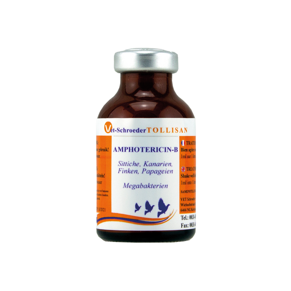 Amphotericin-B | Effective Treatment & Prevention of Megabacteria & Fungal Infections for Canaries, Parrots, Finches & Pigeons (Vet Schroeder)