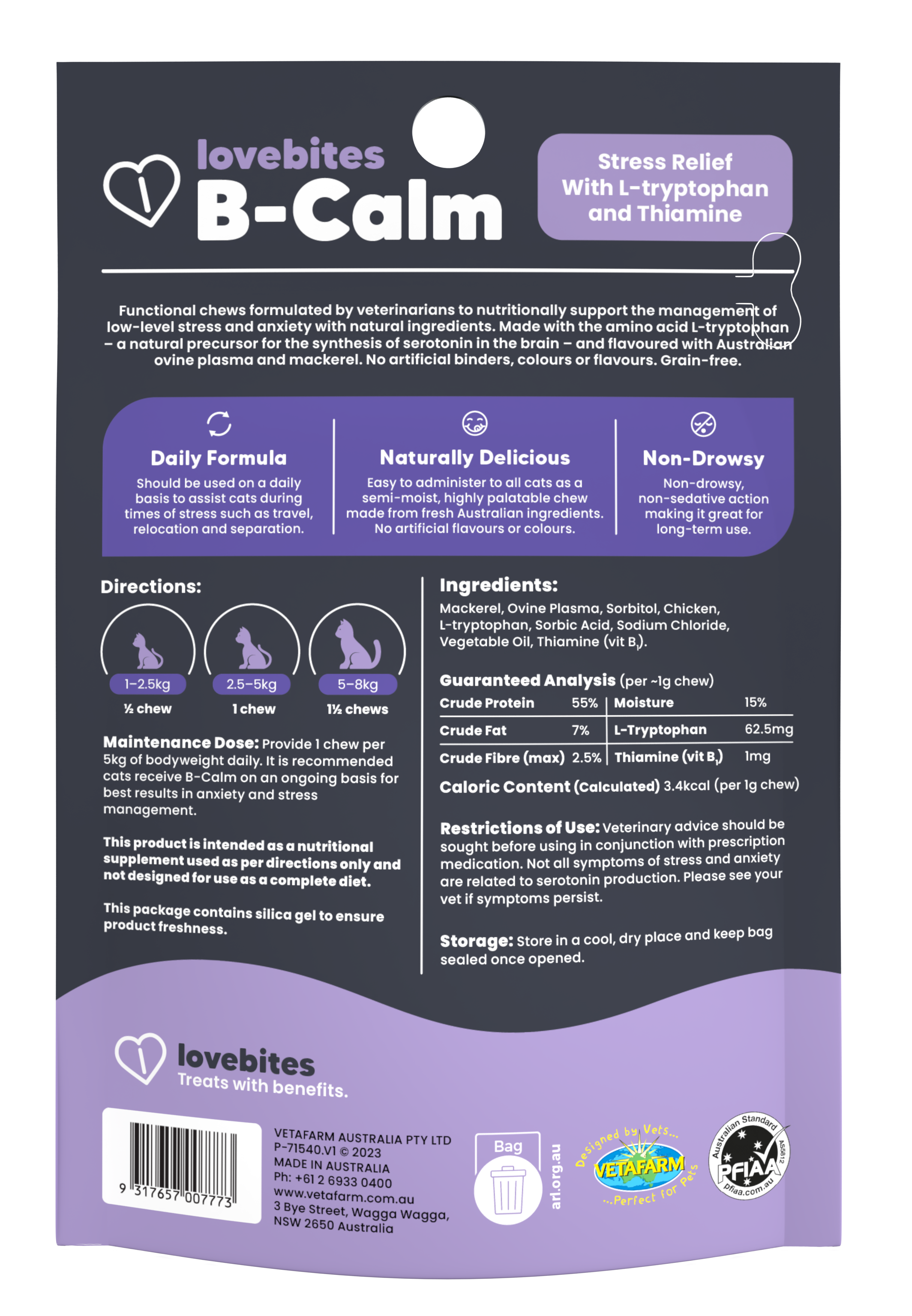 Lovebites B-Calm Chews (Vetafarm) Natural Stress Relief for Cats - Calm Your Anxious Cats