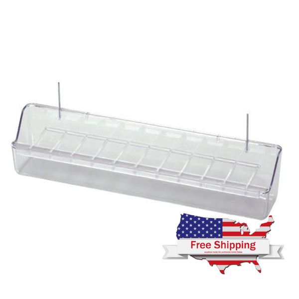 2GR Reggio Spill-Proof Transparent Feeder with Hooks and Grill for Bird Cages & Aviaries (30cm)