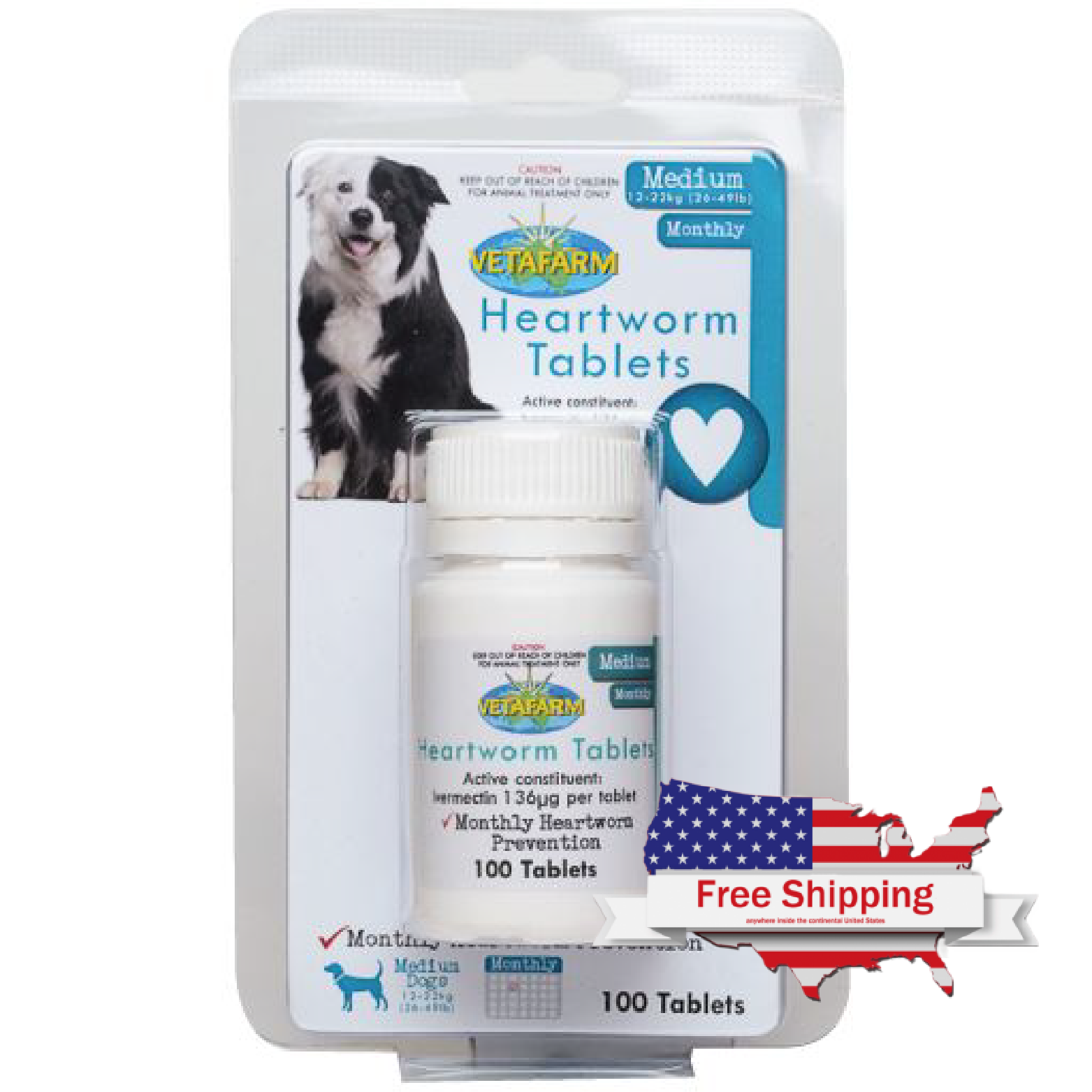 Heartworm Tablets Medium (Vetafarm) - Monthly Heartworm Treatment