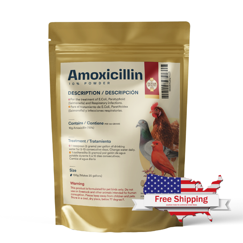 Amoxicillin 10% Powder for Broad-Spectrum Treatment for Pigeons and Pet Birds