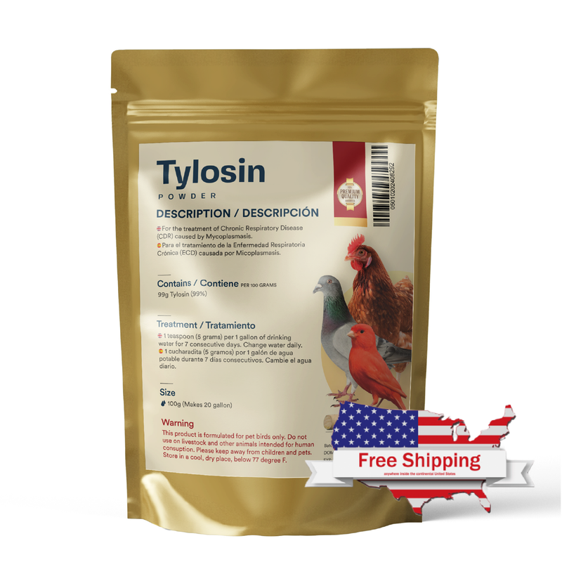 Tylosin Powder for CRD Treatment in Pigeons, Cage Birds & Pet Chickens