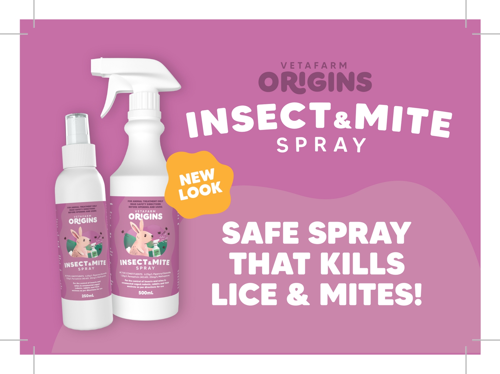 Origins Insect & Mite Spray (Vetafarm) Treats/Controls Rabbit Parasites
