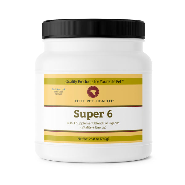 SUPER 6 (Elite Pet Health) 6-in-1 Pigeon Supplement with Probiotics, Vitamins, Electrolytes & Energy Boost