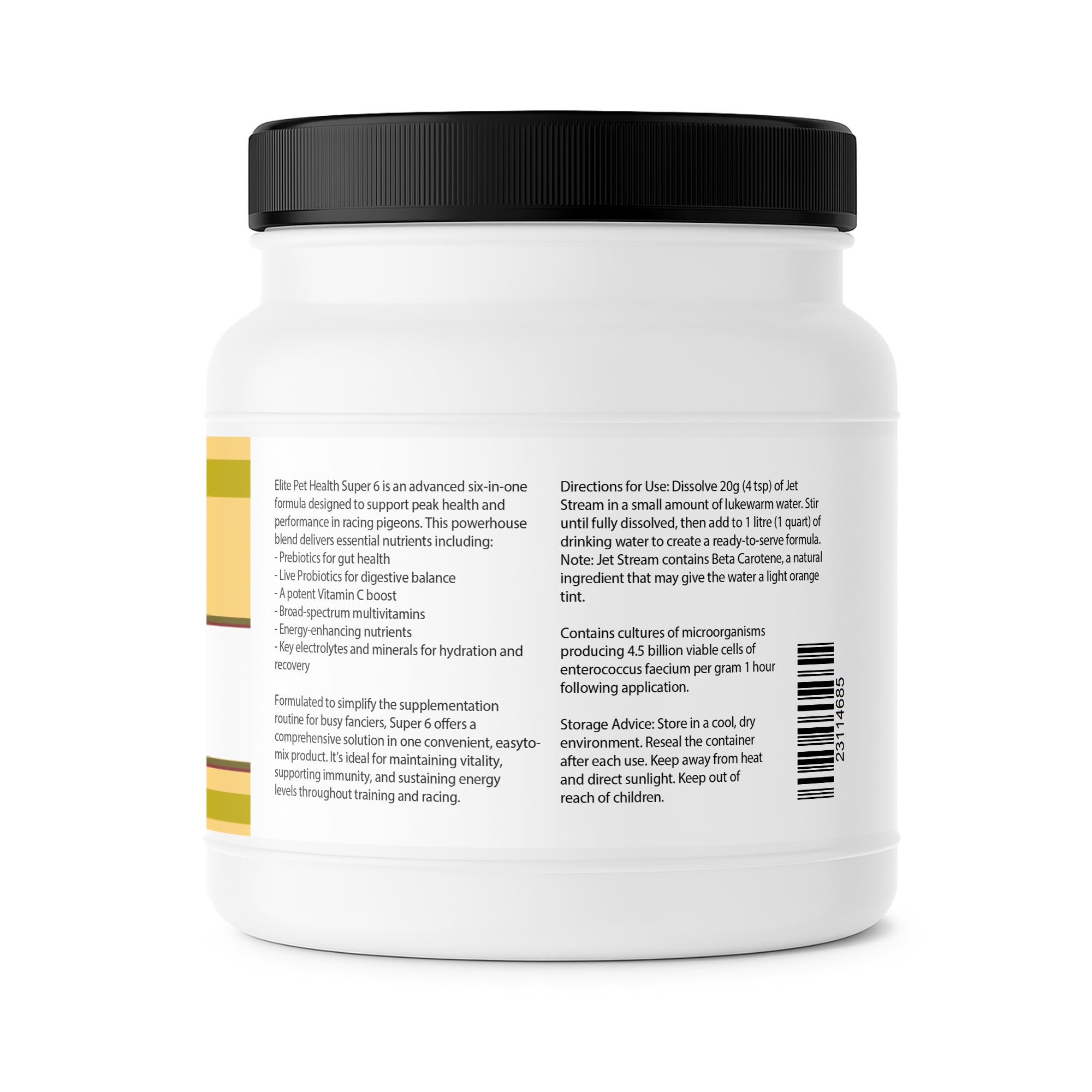 Supplement container with label on a white background