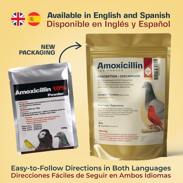 Amoxicillin 10% Powder for Broad-Spectrum Treatment for Pigeons and Pet Birds