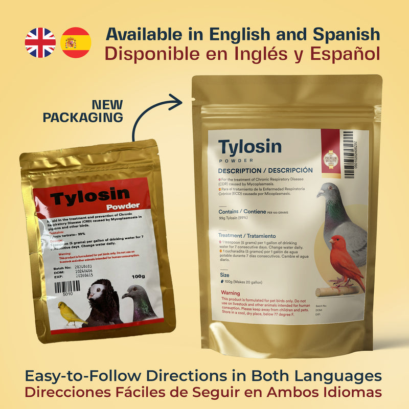 Tylosin Powder for CRD Treatment in Pigeons, Cage Birds & Pet Chickens