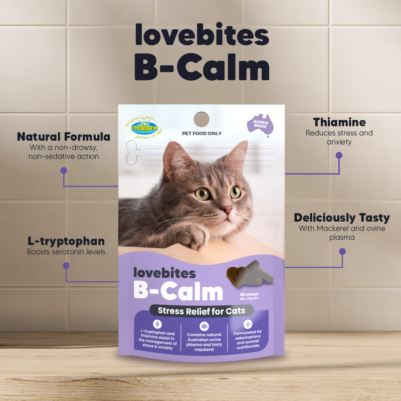 Lovebites B-Calm Chews (Vetafarm) Natural Stress Relief for Cats - Calm Your Anxious Cats