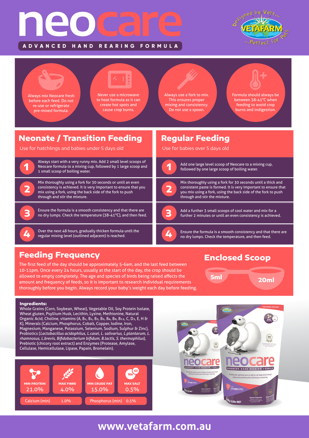 NeoCare (Vetafarm) Hand Rearing Formula for Baby Birds