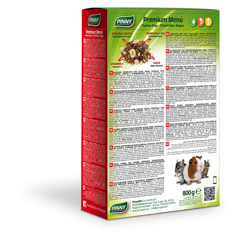 Premium Menu Guinea (Pinny) Complete feed for guinea-pigs, degus, chinchillas, with carrots, raisins and beet (800g)