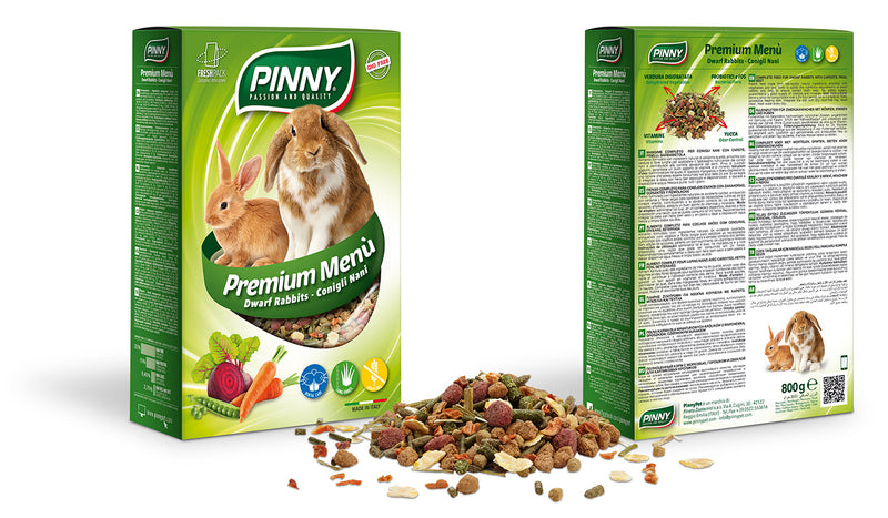 Premium Menu Rabbit (Pinny) - Complete Feed for Rabbits with Carrots, Peas, Beet (800g, 2.5kg)