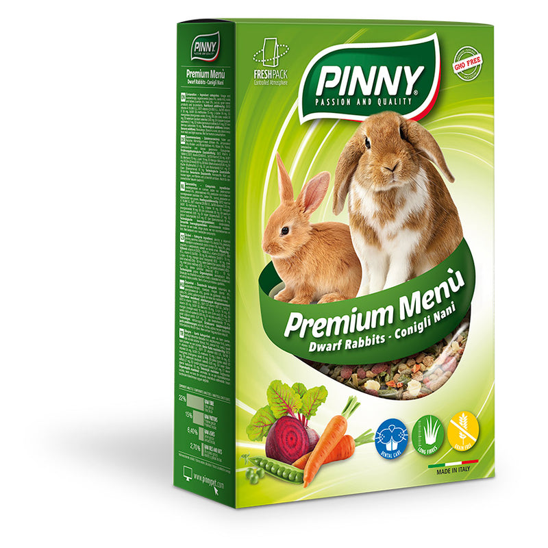 Premium Menu Rabbit (Pinny) - Complete Feed for Rabbits with Carrots, Peas, Beet (800g, 2.5kg)