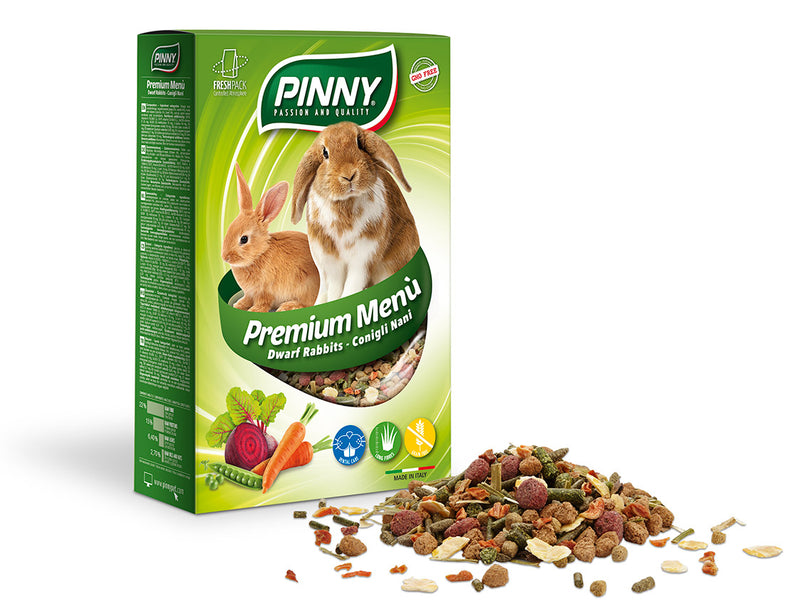 Premium Menu Rabbit (Pinny) - Complete Feed for Rabbits with Carrots, Peas, Beet (800g, 2.5kg)