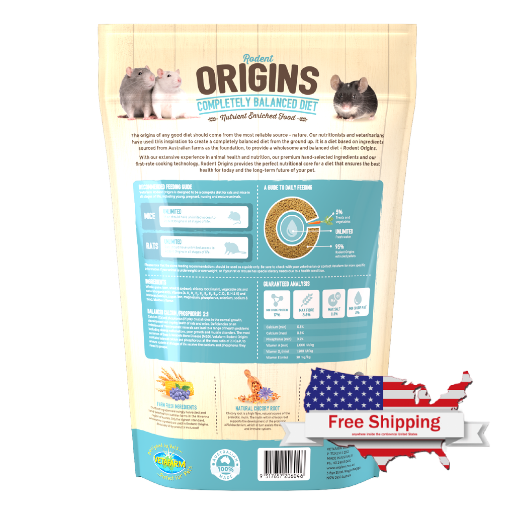 Rodent Origins Pellets for Rats & Mice (Vetafarm) - rat food/mice food