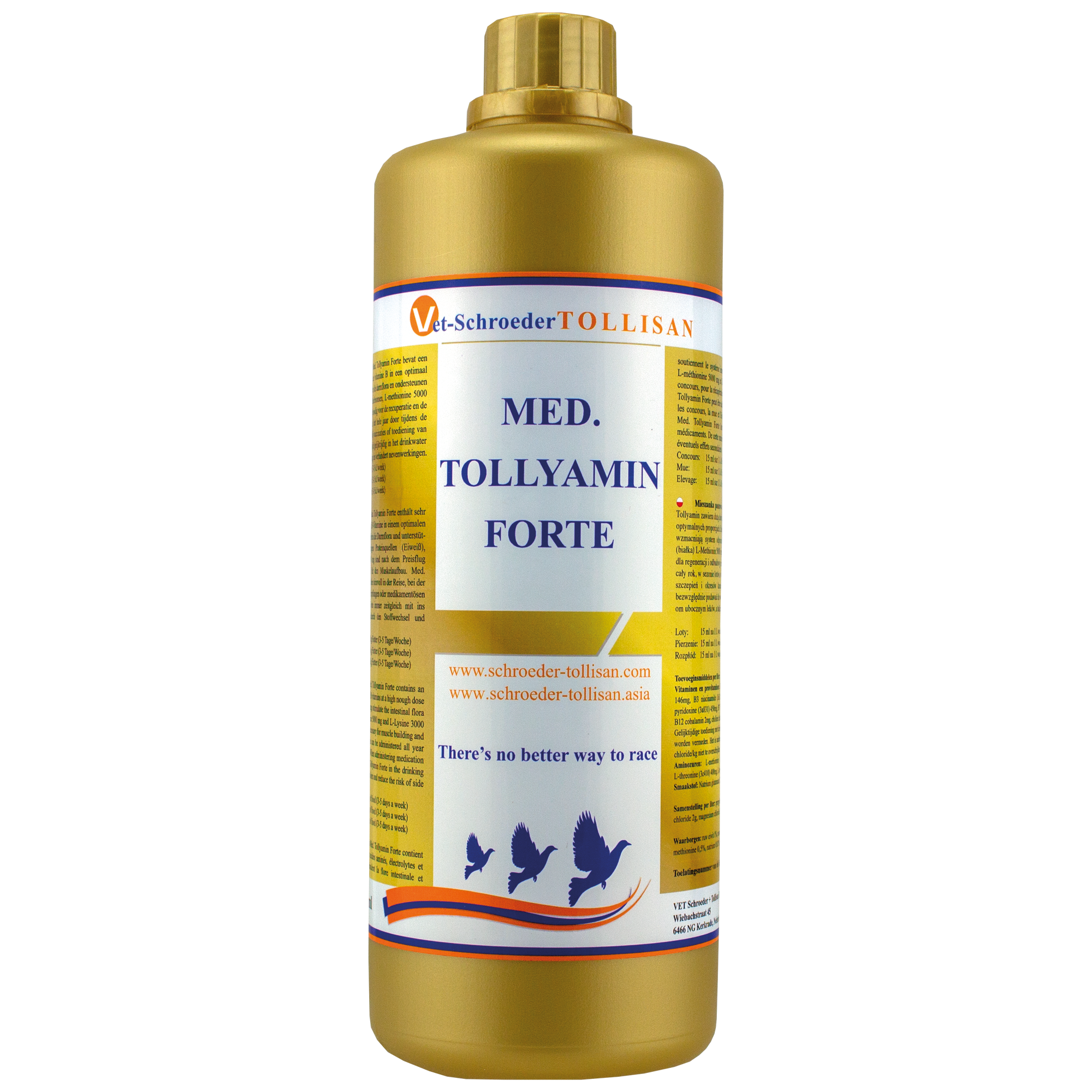 Med. Tollyamin Forte - Premium Amino Acids, Electrolytes & B Vitamins for Racing Pigeons, 500ml & 1,000ml