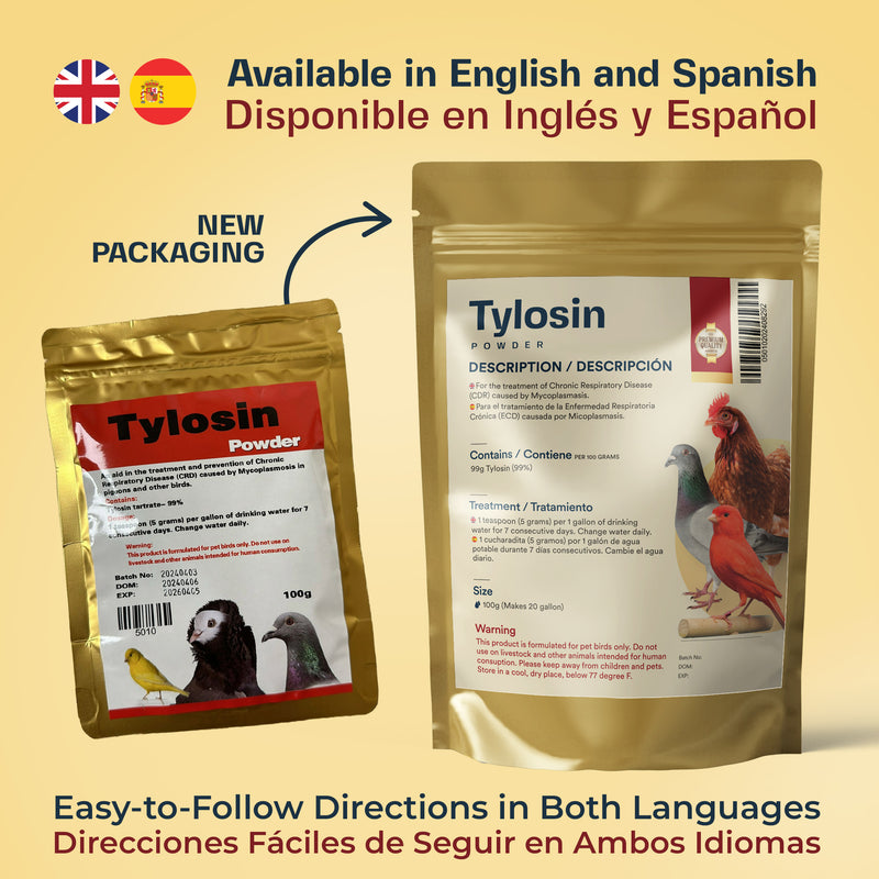 Tylosin Powder for CRD Treatment in Pigeons, Cage Birds & Pet Chickens