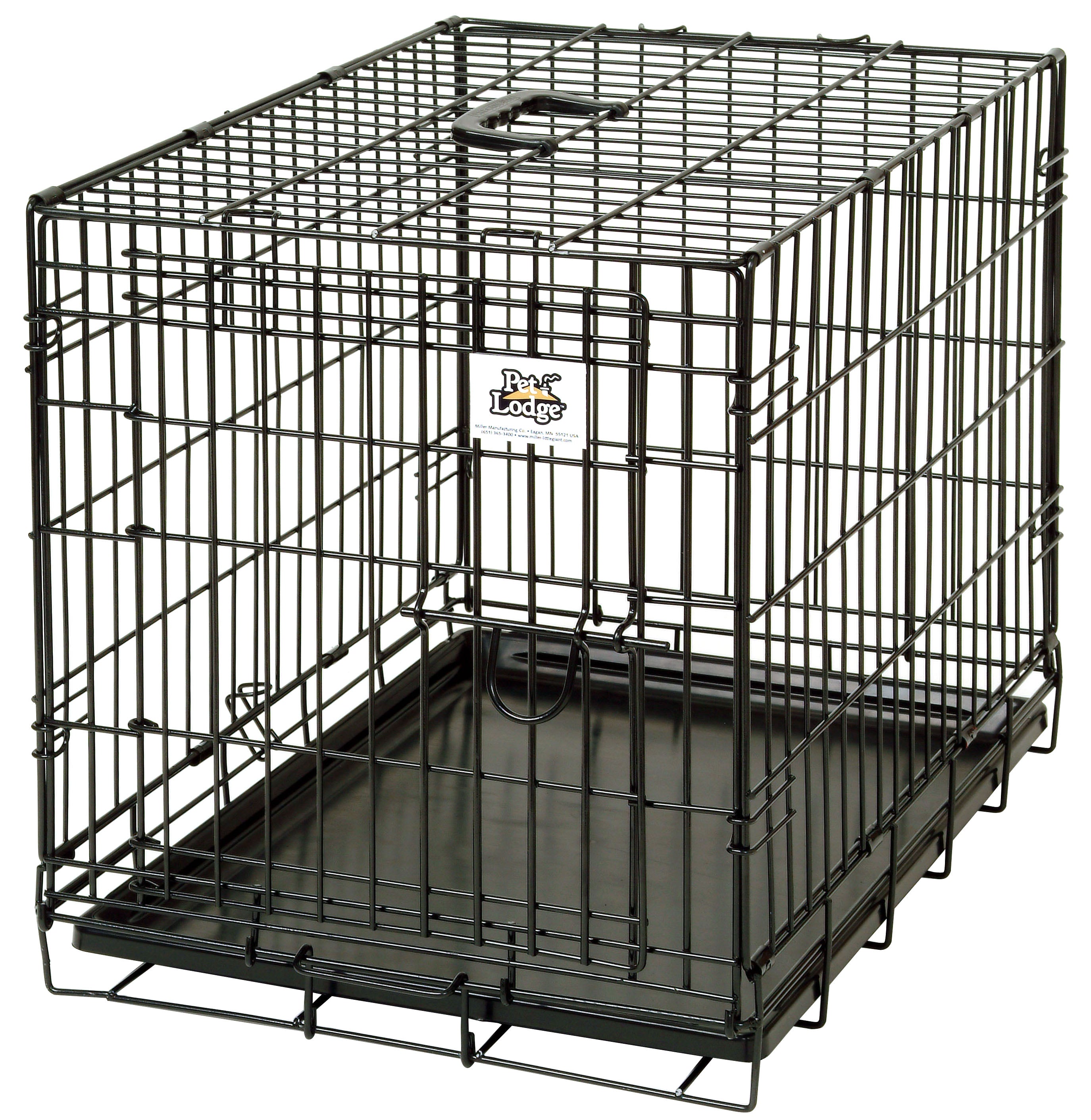 Collapsible Metal Small Pet Crate with Bottom Gate, Black.