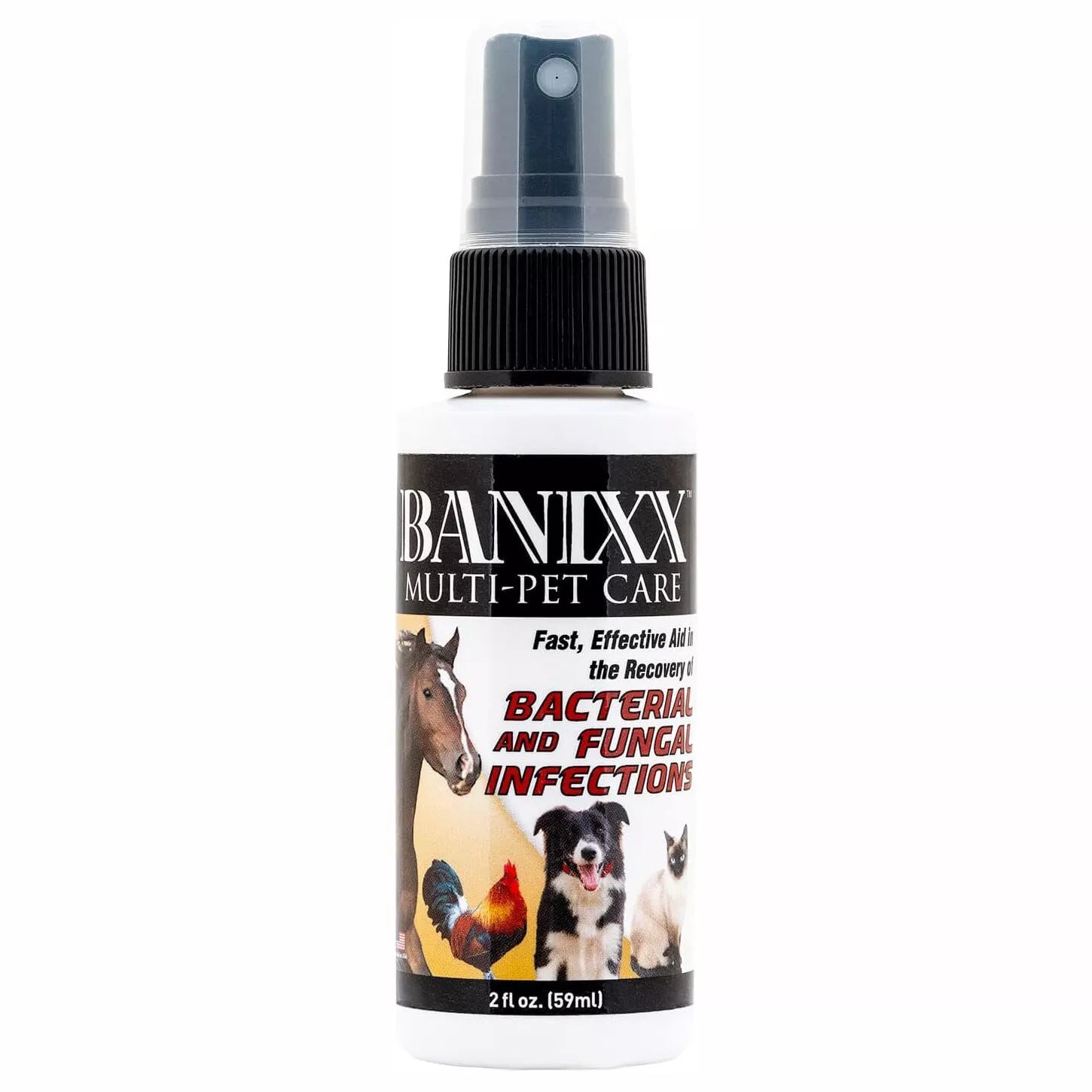 Banixx Anti-Bacterial, Anti-Fungal Spray for Dogs, Cats, Poultry, Horses 2oz 8oz