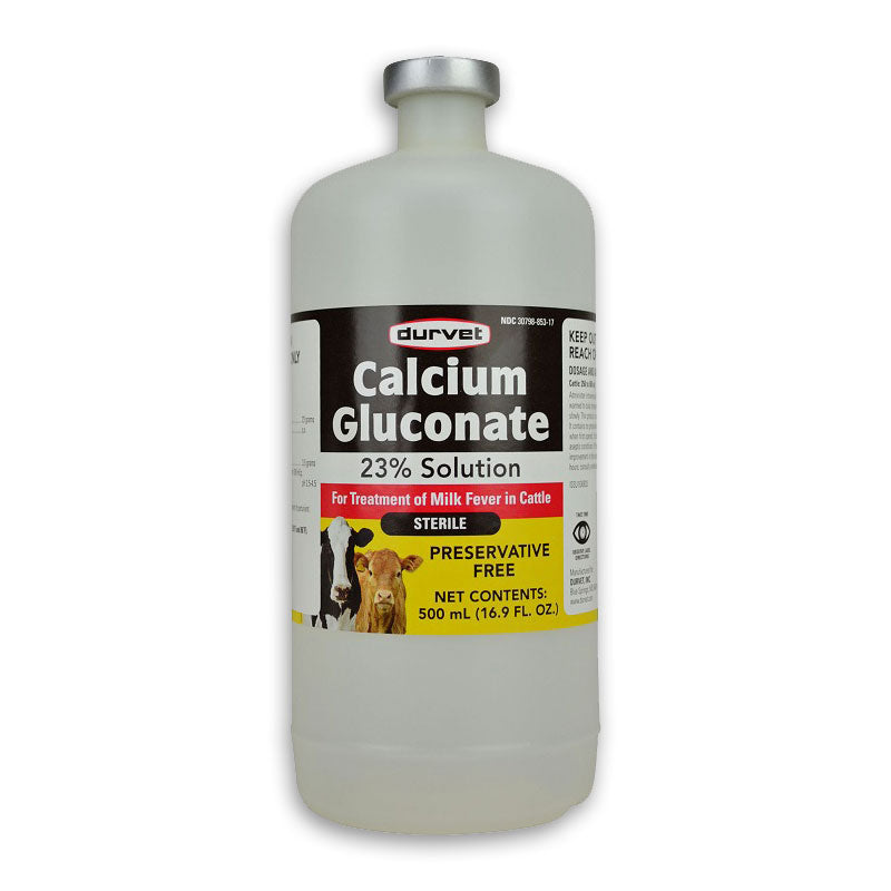 Durvet Calcium Gluconate 23% for Treatment of Milk Fever in Cattle (500 mL)