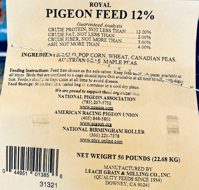12% Pigeon Feed Packaging