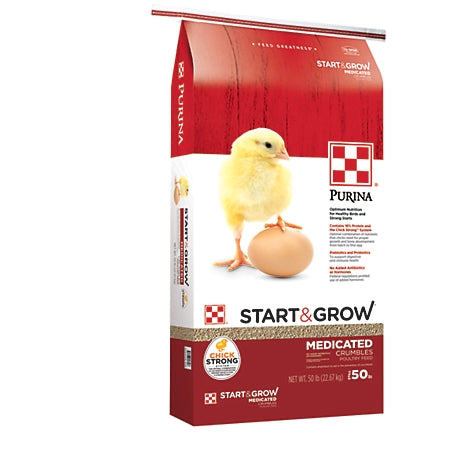 Purina Start and Grow Non-Medicated Crumbles Chick Feed.