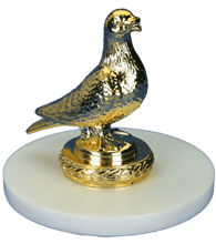 GOLD STANDING PIGEON STATUE