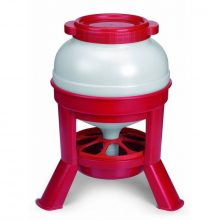 Red chicken feeder with legs