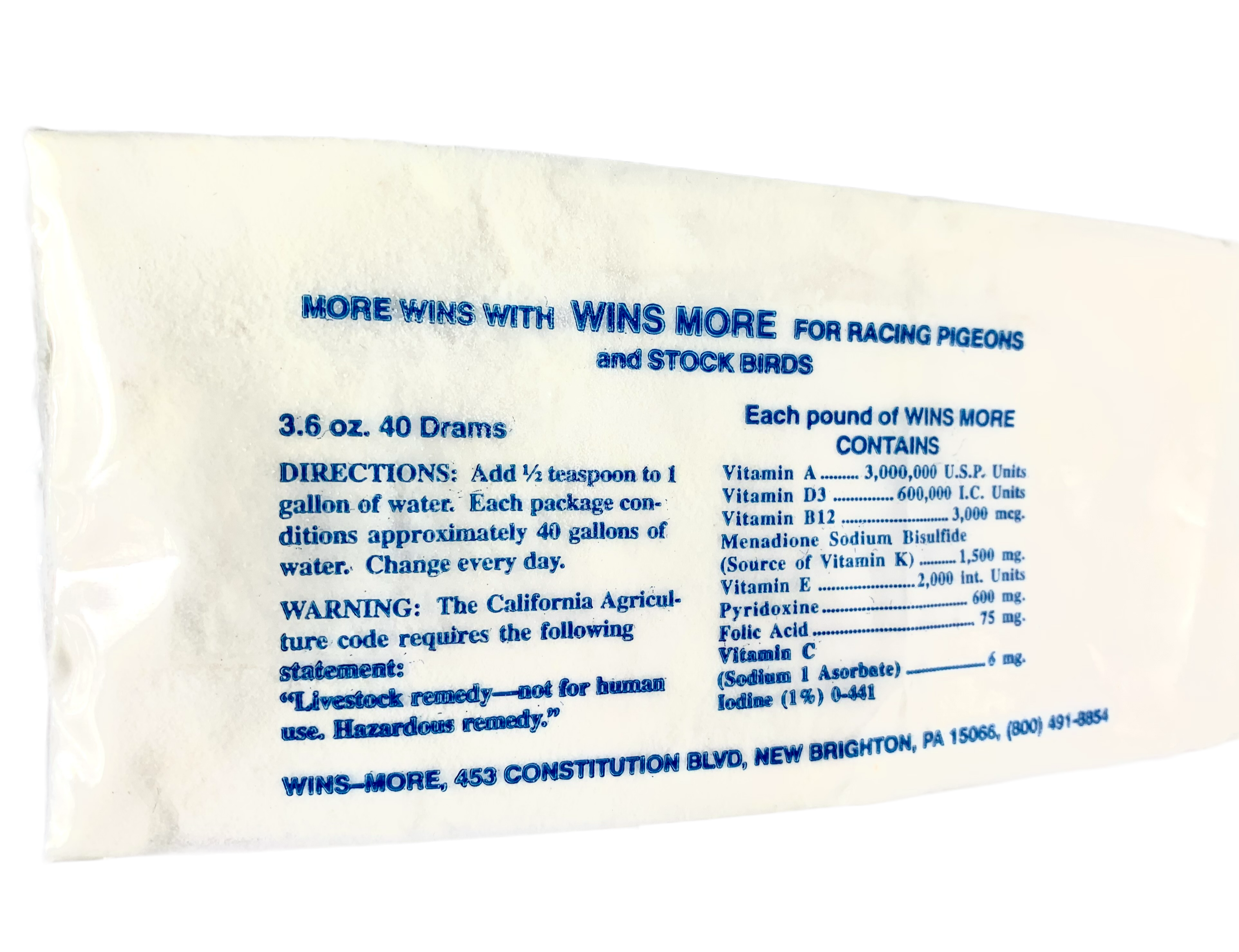 Winsmore Vitamins for Birds - Multivitamin Powder for Healthy Birds