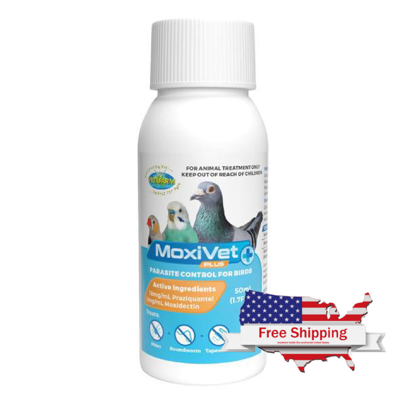 bottle of moxivet plus parasite control for birds