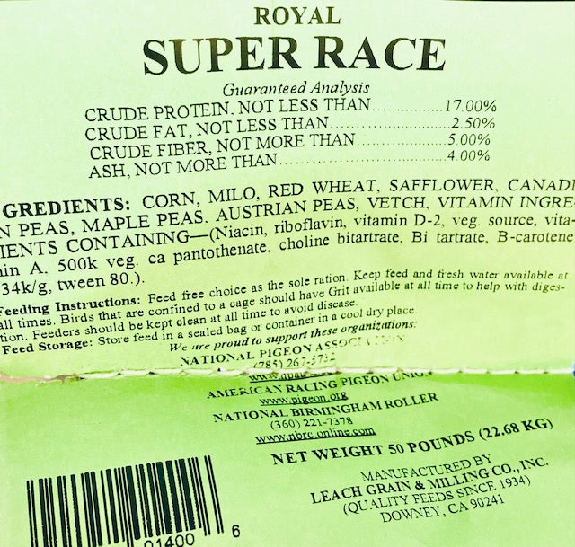 Super Race 17% Ingredients